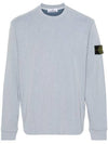 Compass Badge Crew Neck Ribbed Cotton Knit Top Sky Blue - STONE ISLAND - BALAAN 2