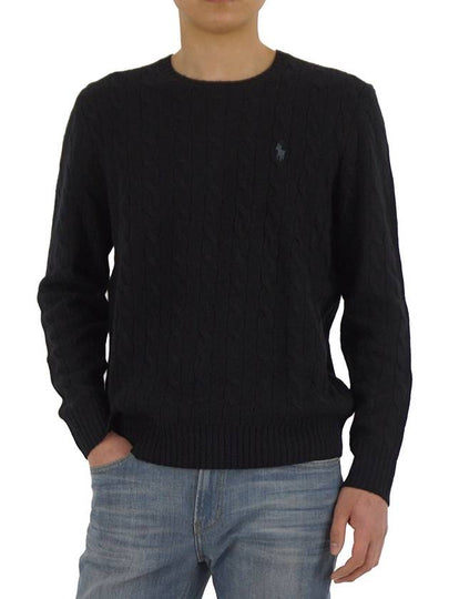 Embroid Logo Cable Knit Top Black - POLO RALPH LAUREN - BALAAN 2