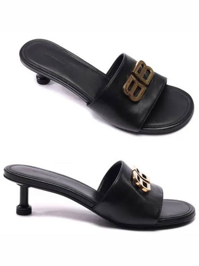 BB Leather Slipper Heels Black - BALENCIAGA - BALAAN 2