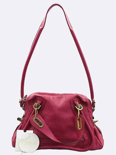 8HS891 Hot Pink Leather Paraty M Tote Bag Shoulder Strap - CHLOE - BALAAN 1