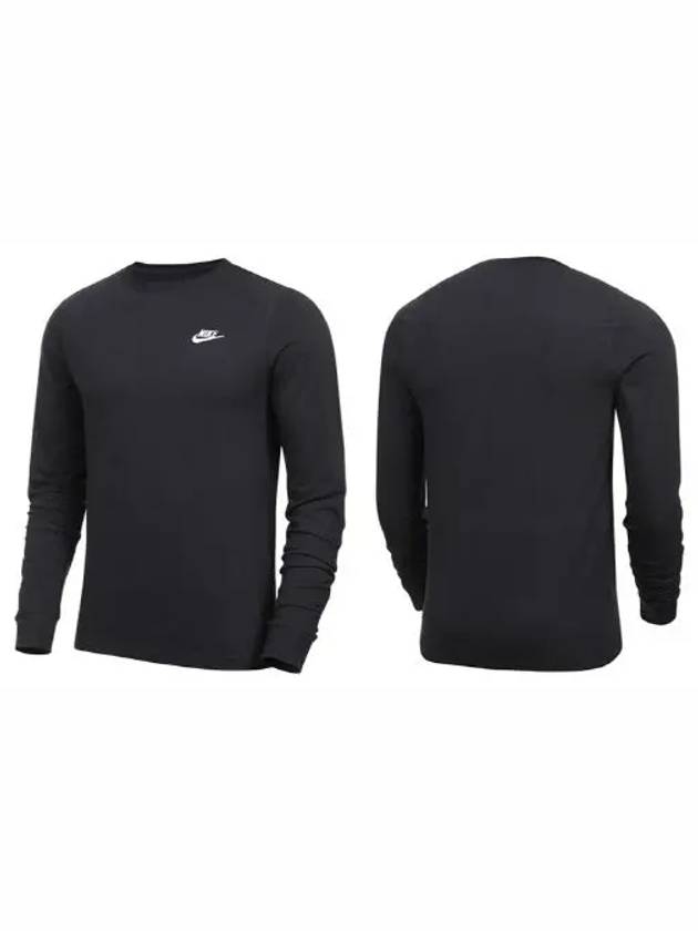 Men's NSW Club Long Sleeve T-Shirt Black - NIKE - BALAAN 8