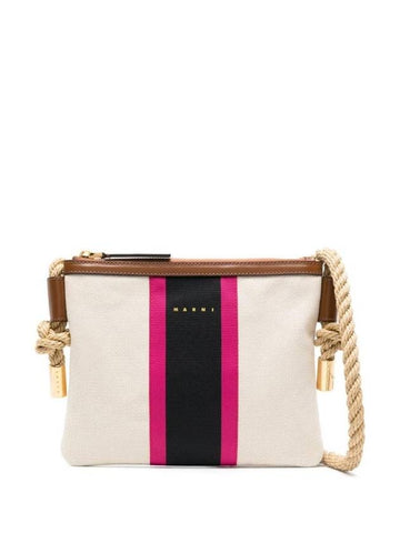 Striped Canvas Cross Bag Ivory - MARNI - BALAAN 1