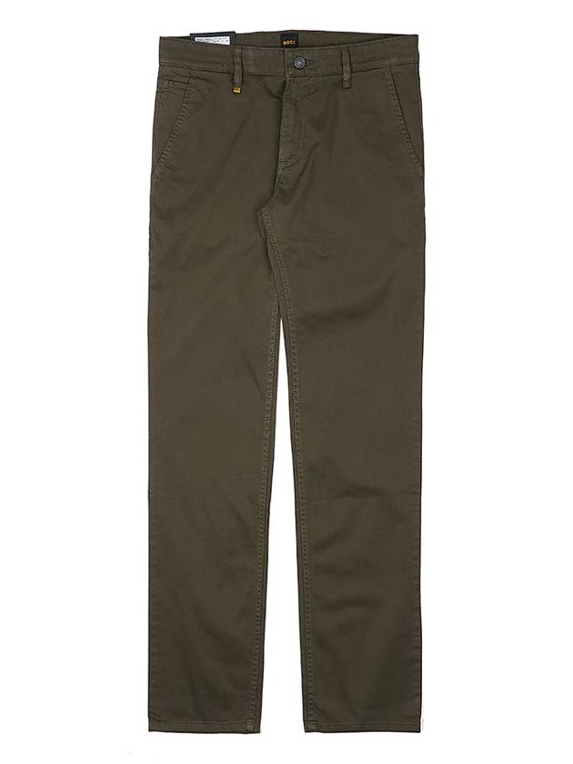 Cotton Slim Fit Satin Straight Pants Dark Green - HUGO BOSS - BALAAN 11