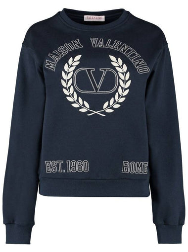 V Logo Sweatshirt Navy - VALENTINO - BALAAN 1