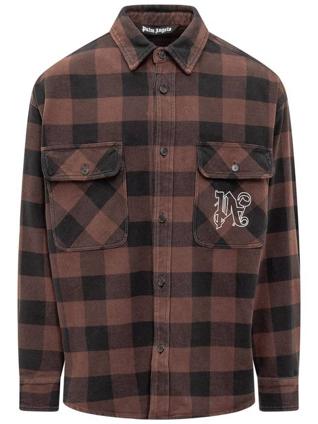 Monogram Overshirt Brown PMES012E23FAB0016003 - PALM ANGELS - BALAAN 2