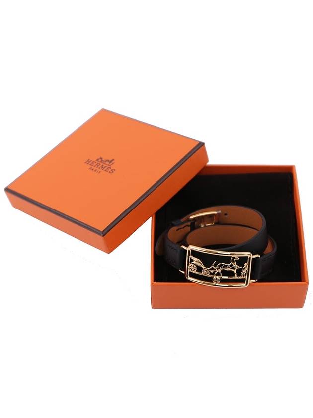 Khaleche Double Tour Bracelet Noir - HERMES - BALAAN 3