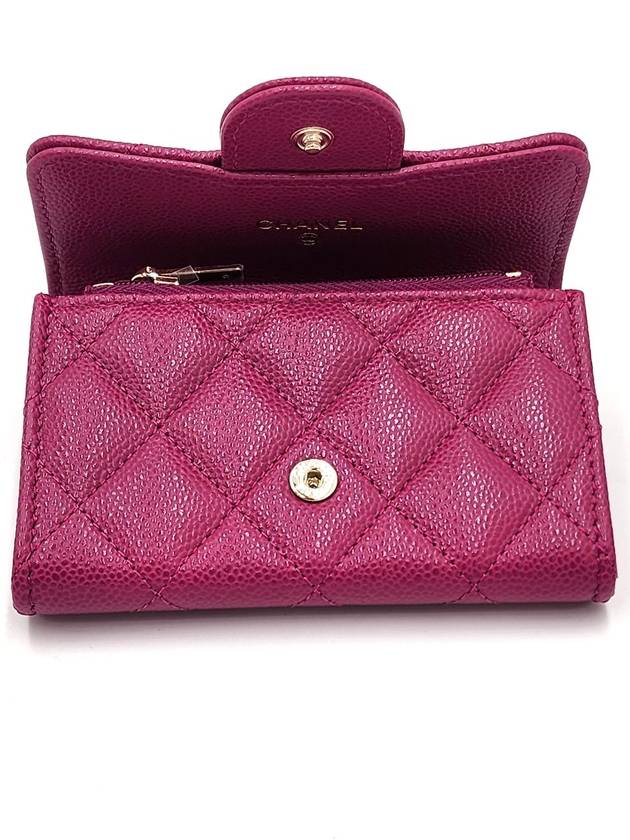 Classic caviar zipper card wallet snap purple dark pink AP4096 - CHANEL - BALAAN 4