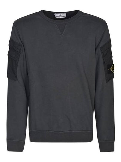 Men's Wappen Patch Cargo Pocket Sweatshirt Grey - STONE ISLAND - BALAAN 2