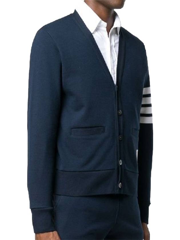 Classic V-Neck 4 Bar Stripe Cardigan Light Grey - THOM BROWNE - BALAAN 4