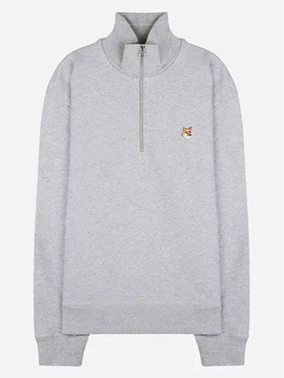 Fox Head Patch Half Zipper Sweatshirt Light Grey Melange - MAISON KITSUNE - BALAAN 2