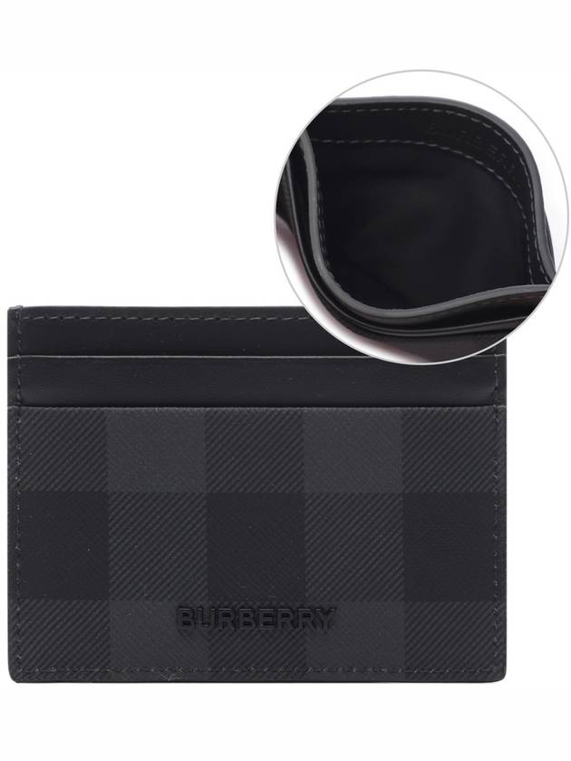 Check Leather Card Case Charcoal - BURBERRY - BALAAN 3