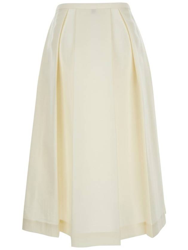 White Skirt With Cannon Pleats In Wool And Silk Blend Woman - TOTEME - BALAAN 2