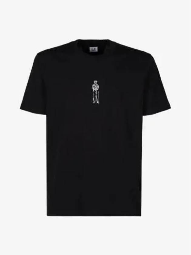 Horizontal Logo Crew Neck Short Sleeve T-Shirt Black - CP COMPANY - BALAAN 2