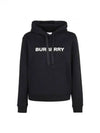 Logo Print Cotton Oversized Hoodie Black - BURBERRY - BALAAN 2