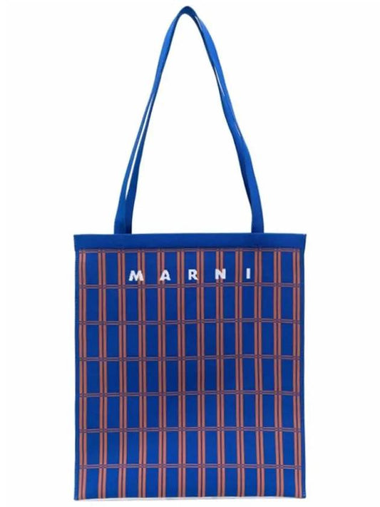 Logo Jacquard Tote Bag Blue - MARNI - BALAAN 2