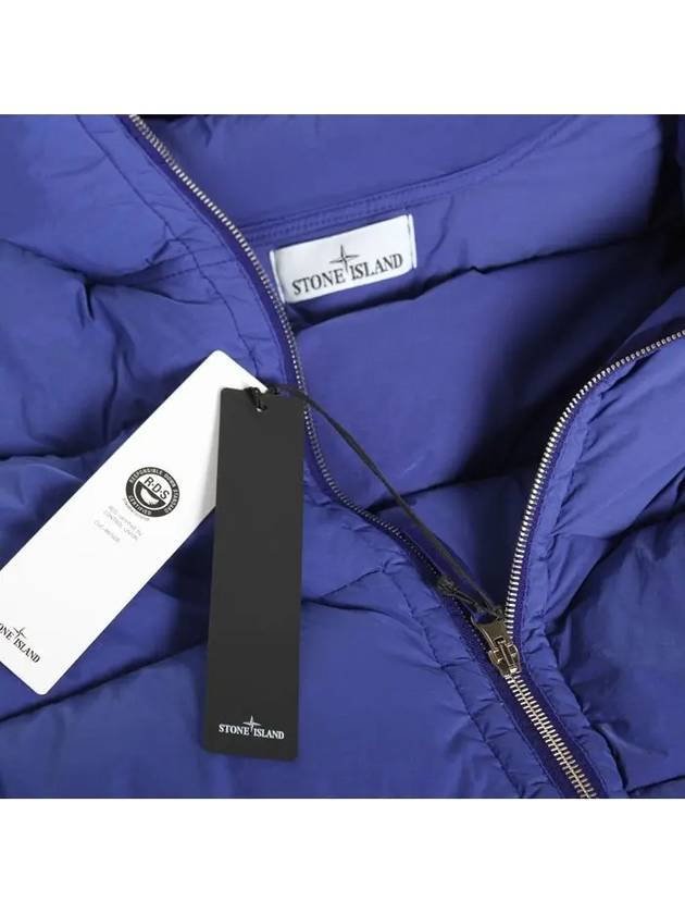 Seamless Logo Nylon Hooded Down Jacket Blue - STONE ISLAND - BALAAN 5