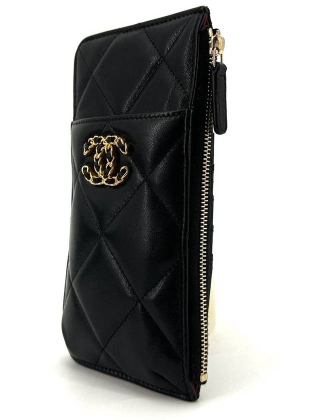 Lambskin 19 phone holder card wallet long - CHANEL - BALAAN 3