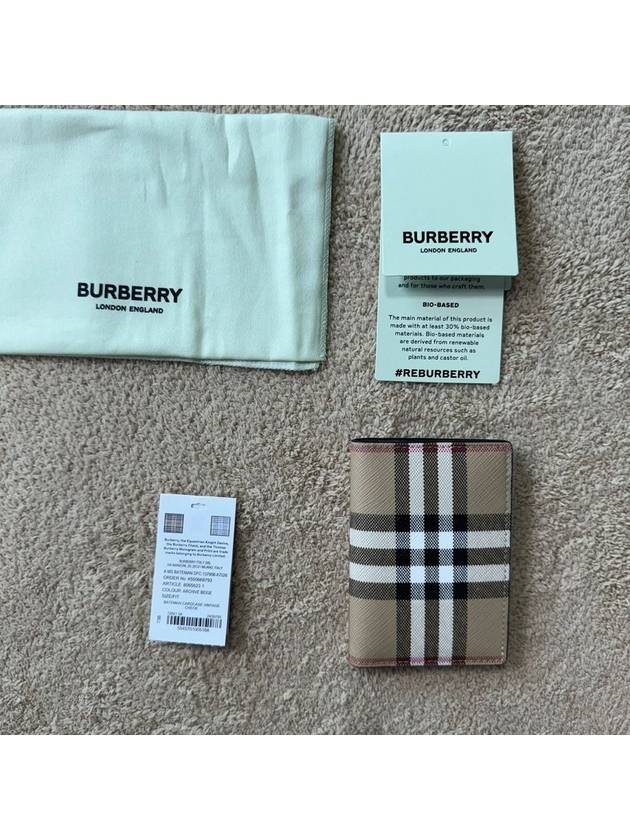 Vintage Check Pattern Non-Fold Leather Card Wallet Archive Beige - BURBERRY - BALAAN 5