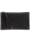 Rockstud Logo Patch Strap Clutch Bag Black - VALENTINO - BALAAN 3