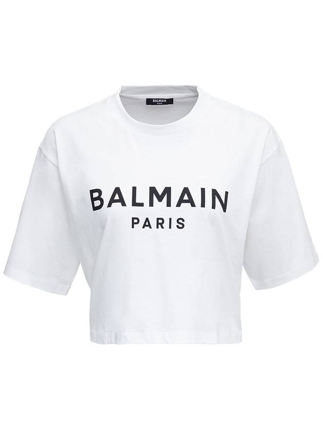 Short Sleeve T-Shirt BF1EE020BB02 GAB BLANC NOIR - BALMAIN - BALAAN 2