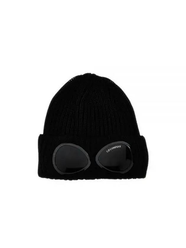 Extra Fine Merino Wool Goggle Beanie Black - CP COMPANY - BALAAN 2