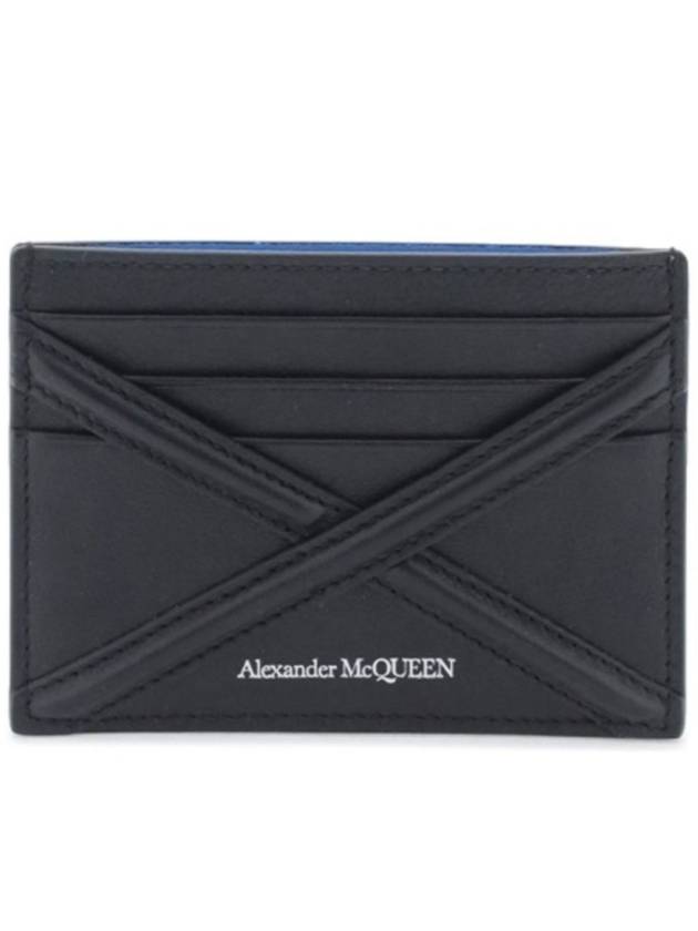 Harness Logo Print Calfskin Card Wallet Black - ALEXANDER MCQUEEN - BALAAN 3