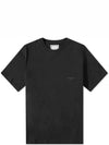 Back Patch Logo Cotton Leather T Shirt Black - WOOYOUNGMI - BALAAN.