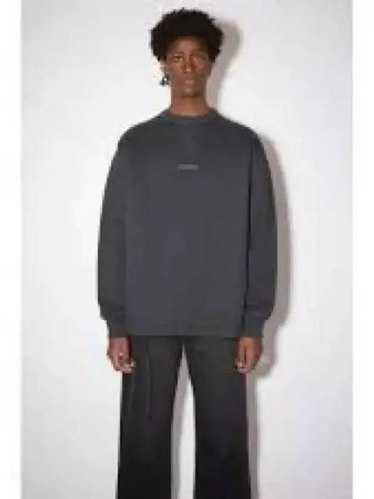 Logo Cropped Neck Oversized Fit Sweatshirt Black - ACNE STUDIOS - BALAAN 2