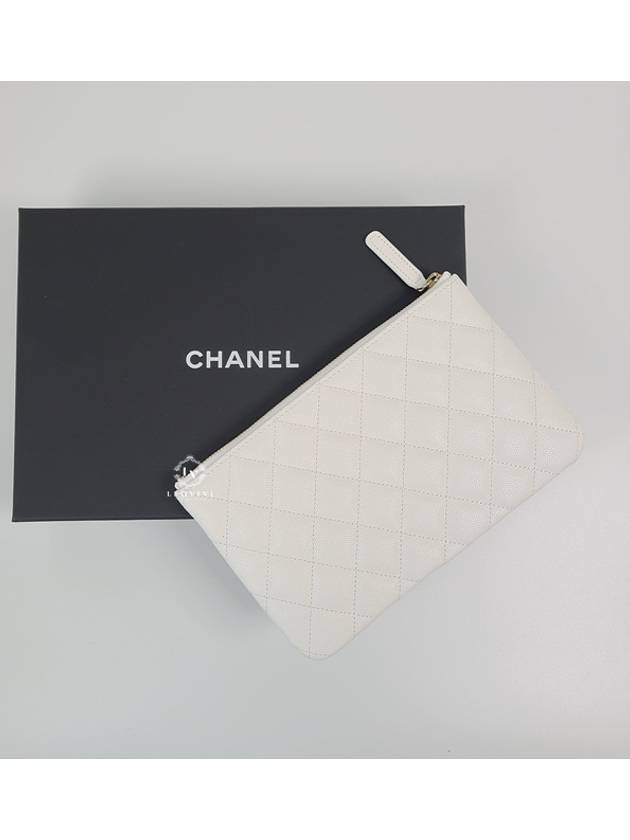 Classic CC logo small pouch clutch caviar white AP1071 - CHANEL - BALAAN 7