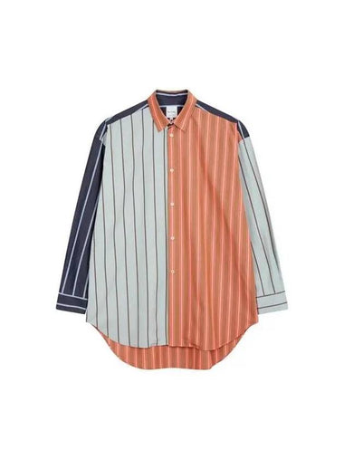 Patchwork Striped Oversized Shirt Brown 270479 - PAUL SMITH - BALAAN 1