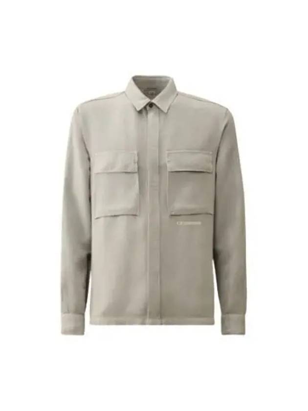 Broken Linen Cotton Long Sleeve Shirt Grey - CP COMPANY - BALAAN 2