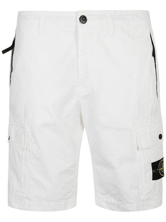 Men's Waffen Patch Cargo Shorts Pants White - STONE ISLAND - BALAAN.