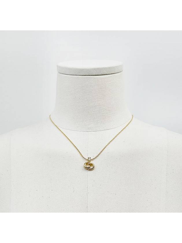 Gold White Cubic Detail Necklace 4VDIA37501 - DIOR - BALAAN 7