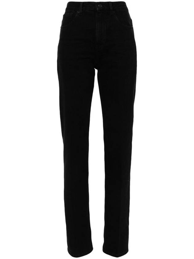 Mid Rise Denim Straight Jeans Black - SAINT LAURENT - BALAAN 2