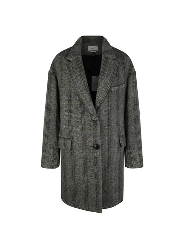 Limiza Check Wool Over Single Coat Grey - ISABEL MARANT - BALAAN 1