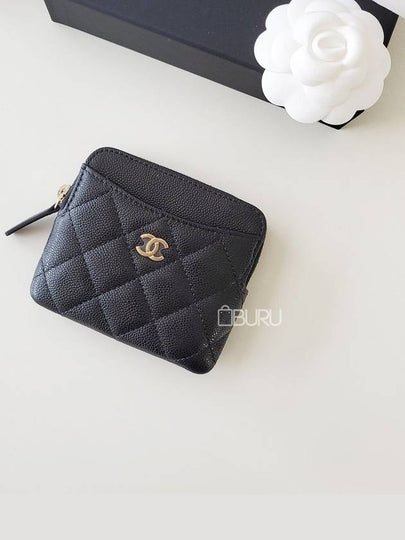 Gold Zipper Classic Grained Calfskin Card Holder Black - CHANEL - BALAAN 2