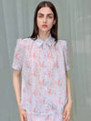 Flower Shirring Blouse Blue - DAMAGE MNEMONIC - BALAAN 1