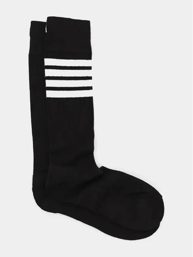 4-Bar Athletic Mid Calf Cotton Socks Black - THOM BROWNE - BALAAN 4