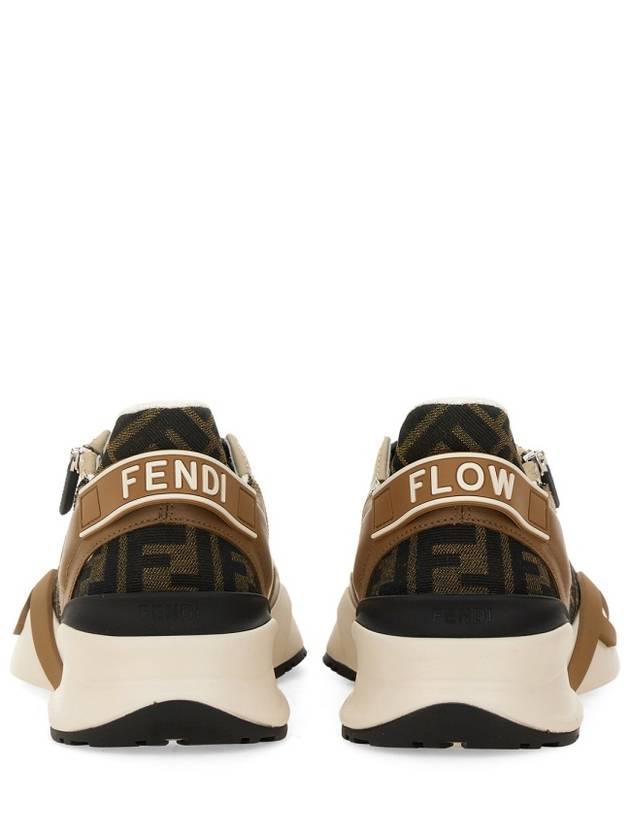 Flow FF Jacquard Leather Running Low Top Sneakers Brown - FENDI - BALAAN 5