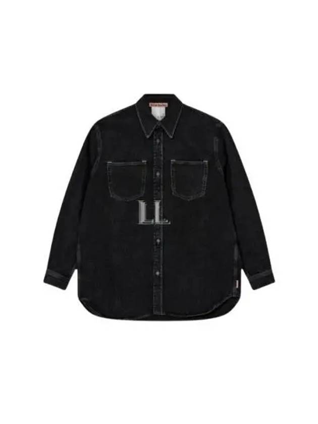 Cotton Denim Long Sleeve Shirt Black - ACNE STUDIOS - BALAAN 2