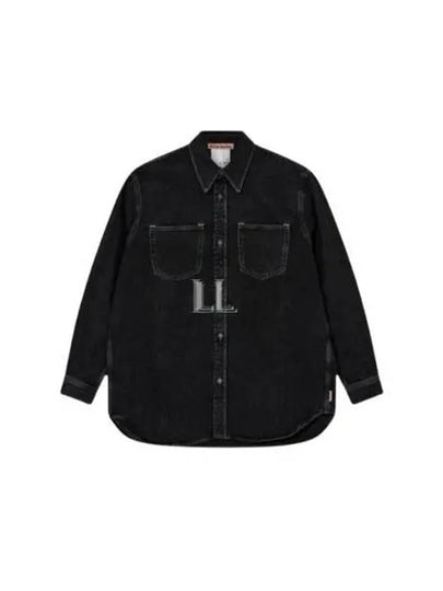 Cotton Denim Long Sleeve Shirt Black - ACNE STUDIOS - BALAAN 2