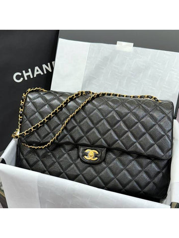 Women s Classic Caviar Skin Travel Bag Black Gold Plated - CHANEL - BALAAN 1