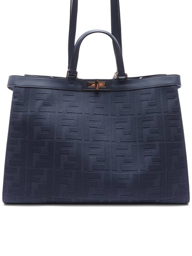 Logo Pattern Medium Canvas Tote Bag Blue - FENDI - BALAAN 2