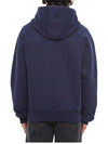 Embroidered Logo Organic Cotton Hoodie Navy - AMI - BALAAN 4