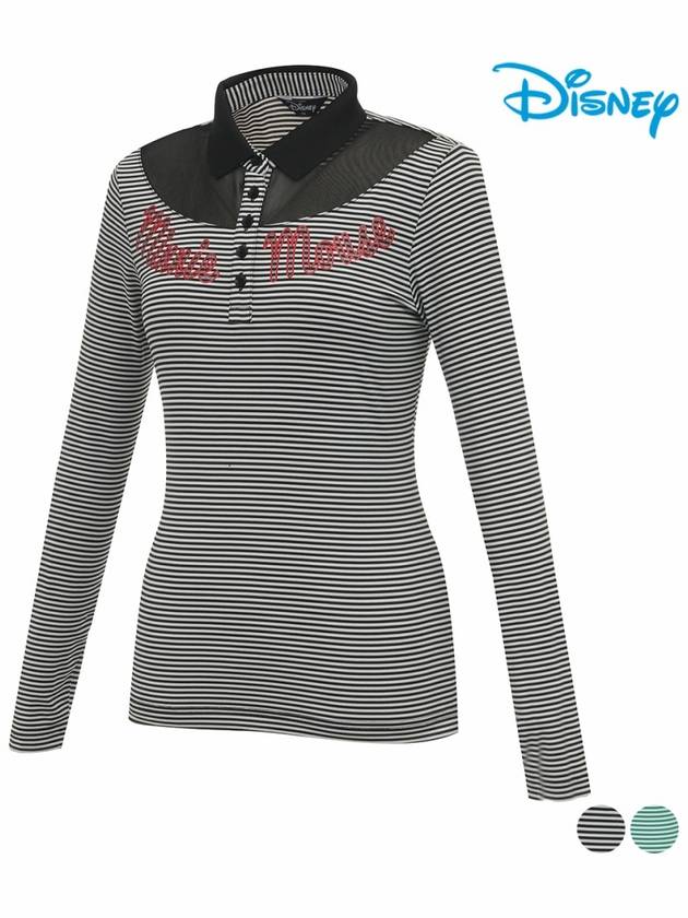 Striped Mesh Long Sleeve Collar T-Shirt DL1LTS004 - DISNEY GOLF - BALAAN 1