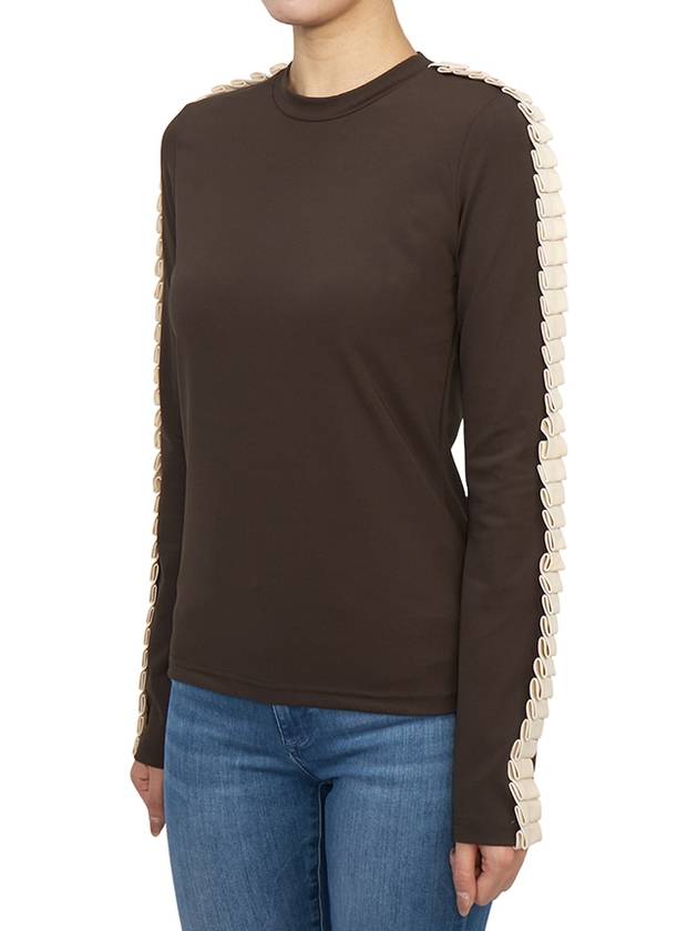 Pleated Trim Long Sleeve T-Shirt Brown - JW ANDERSON - BALAAN 5