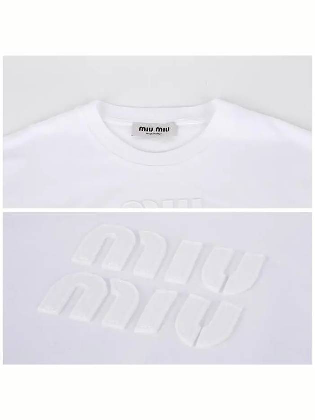 Logo Embroidered Cotton Long Sleeve T-shirt White - MIU MIU - BALAAN 6