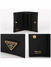 Gold Hardware Triangle Logo Saffiano Half Wallet Black - PRADA - BALAAN 5