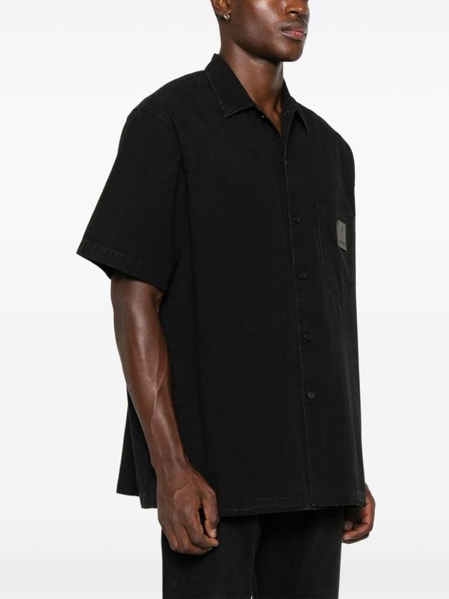 Logo Patch Cotton Short Sleeve Shirt Black - GIVENCHY - BALAAN 4