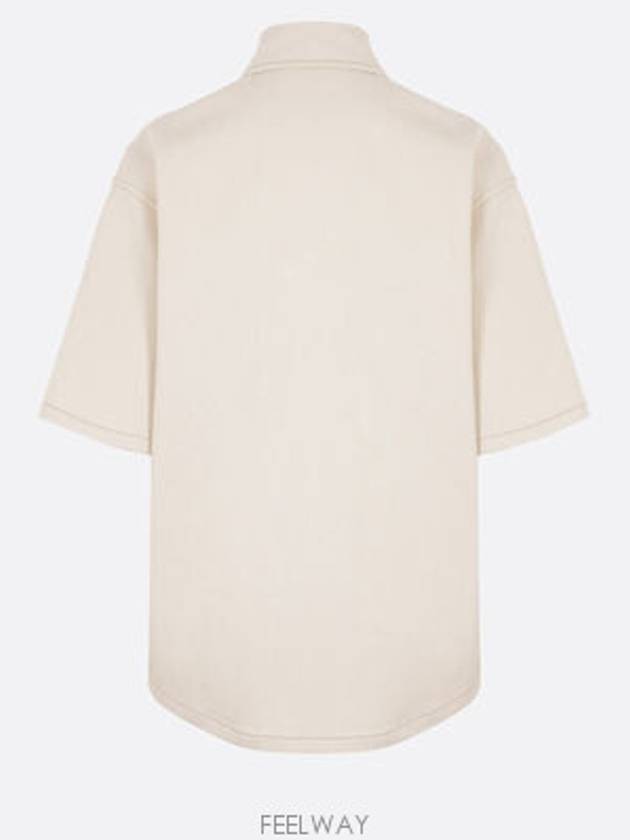 Triangle Logo Cotton Short Sleeve Shirt Ivory - PRADA - BALAAN 4